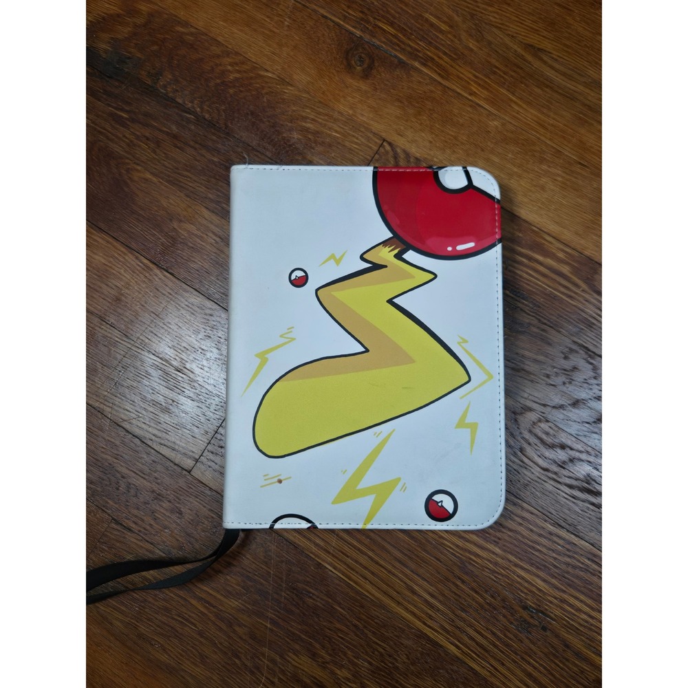 Pokemon Trading Card Binder 4-Pocket Zippered Album Pikachu Lightning Bolt White